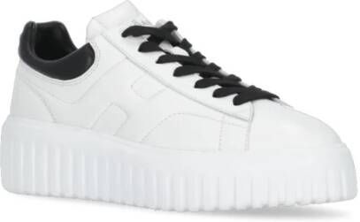 Hogan Witte Leren Sneakers Ronde Neus White Dames