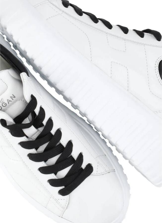 Hogan Witte Leren Sneakers Ronde Neus White Dames