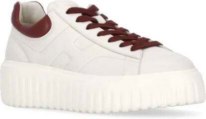 Hogan Witte Leren Sneakers Ronde Neus White Dames