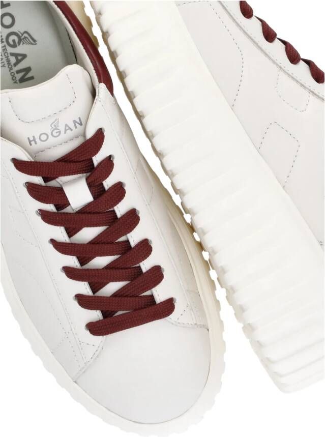 Hogan Witte Leren Sneakers Ronde Neus White Dames