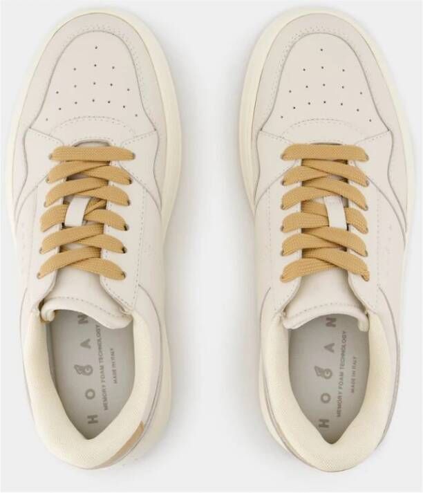 Hogan Witte Leren Sneakers Ronde Neus White Dames