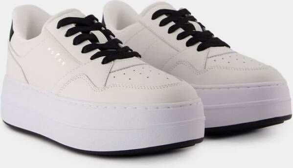 Hogan Witte Leren Sneakers Ronde Neus White Dames