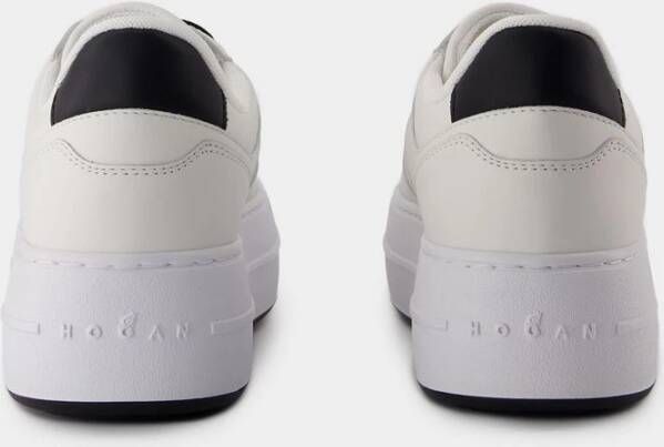 Hogan Witte Leren Sneakers Ronde Neus White Dames