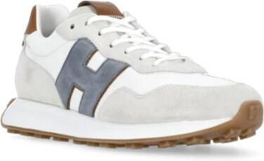 Hogan Witte Leren Sneakers Ronde Neus White Heren