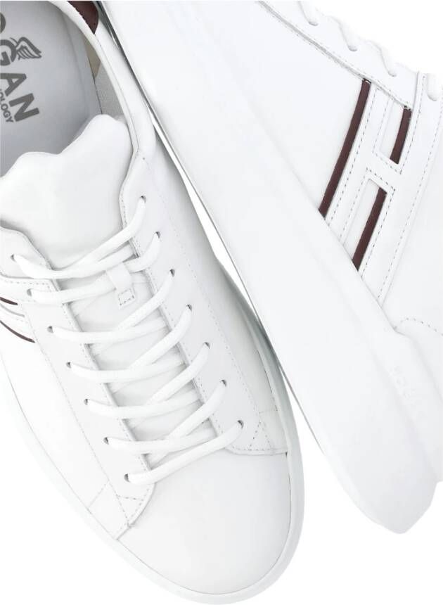 Hogan Witte Leren Sneakers Ronde Neus White Heren