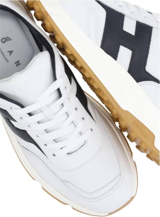 Hogan Witte Leren Sneakers Ronde Neus White Heren