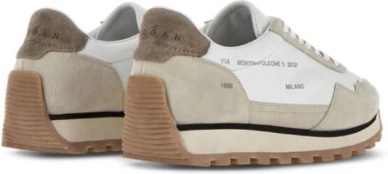 Hogan Witte Leren Sneakers Tonal Stiksels White Heren