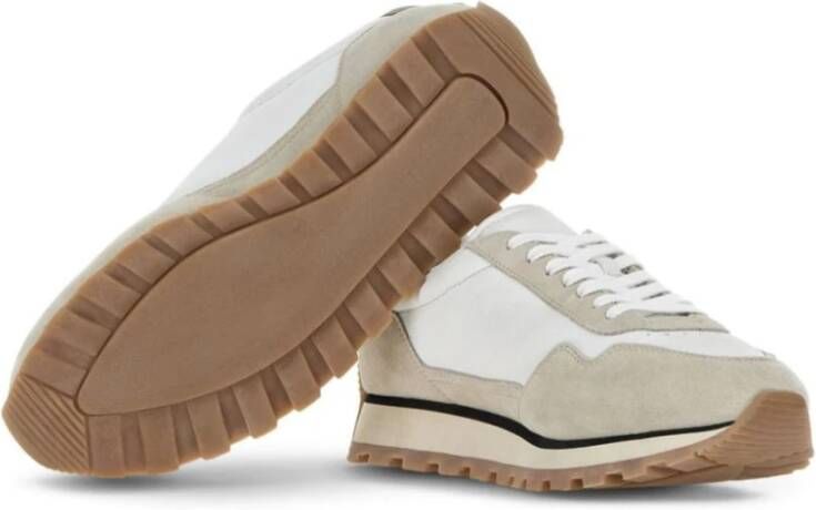 Hogan Witte Leren Sneakers Tonal Stiksels White Heren