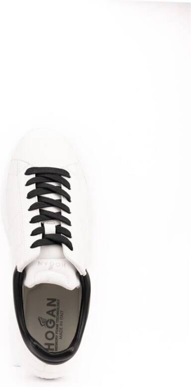 Hogan Witte Leren Sneakers Veters Logo White Heren