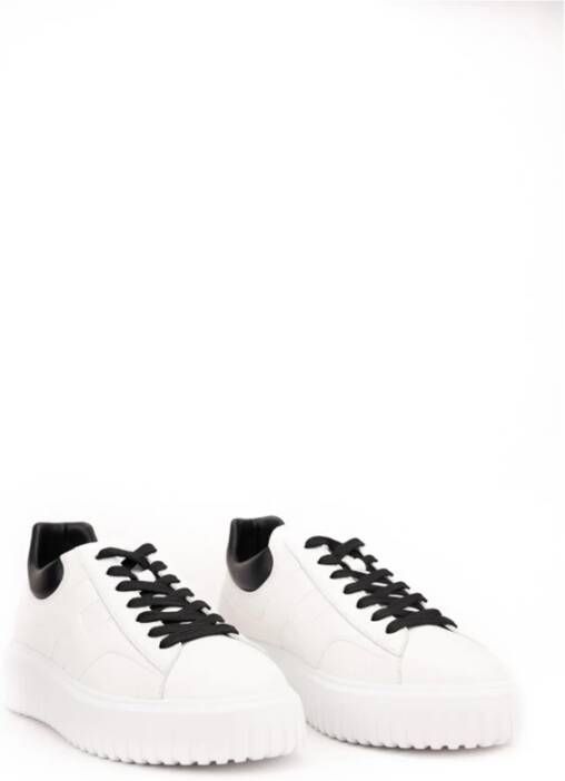 Hogan Witte Leren Sneakers Veters Logo White Heren