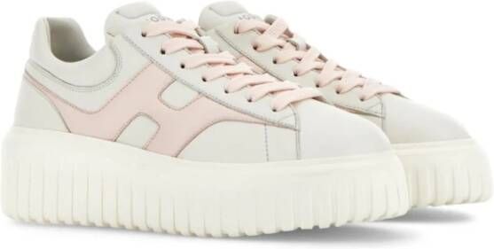 Hogan Witte platte schoenen vetersluiting voorlogo White Dames