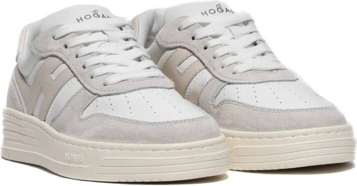 Hogan Witte Retro-stijl Sneakers met Beige H White Dames