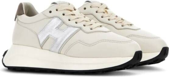 Hogan Witte Sneakers Paneelontwerp Metallic Afwerking White Dames