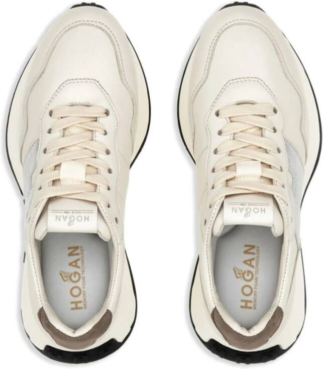 Hogan Witte Sneakers Paneelontwerp Metallic Afwerking White Dames