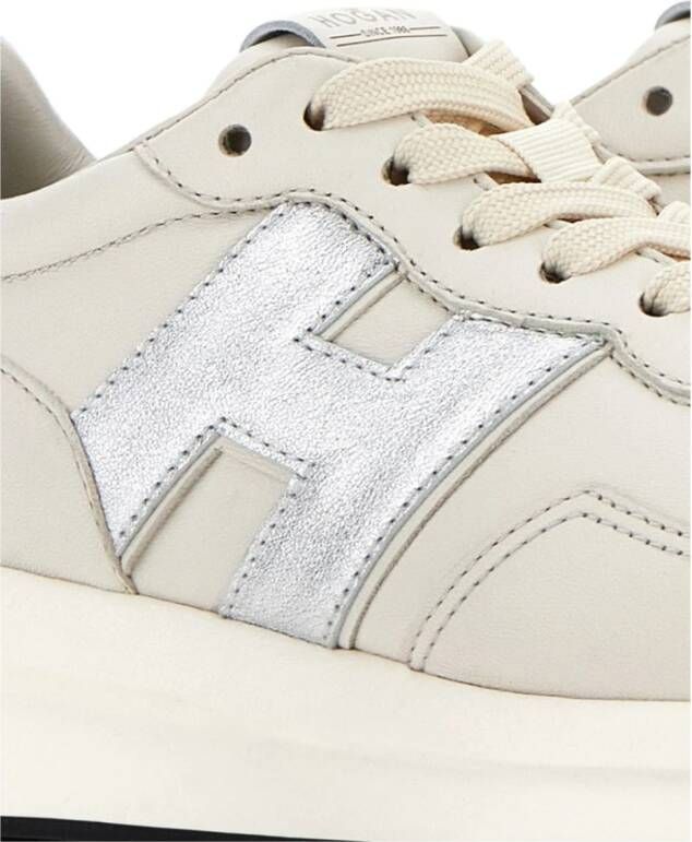 Hogan Witte Sneakers Paneelontwerp Metallic Afwerking White Dames