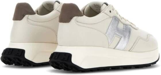 Hogan Witte Sneakers Paneelontwerp Metallic Afwerking White Dames