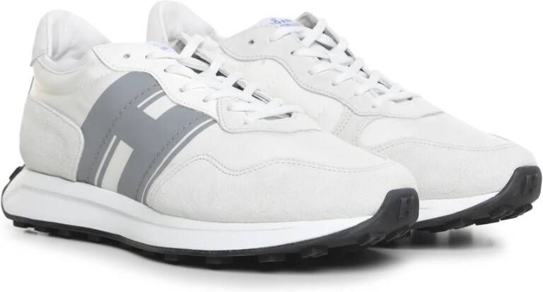 Hogan Witte Suède Sneakers met Techno Stofinzetten White Heren