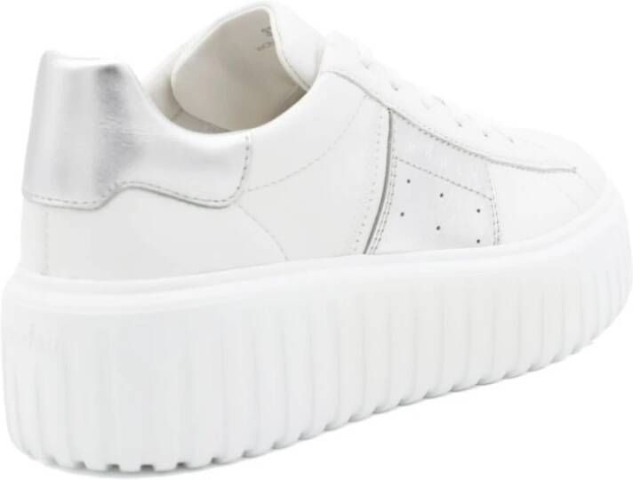 Hogan Witte Veterschoenen met Flatform Zool White Dames