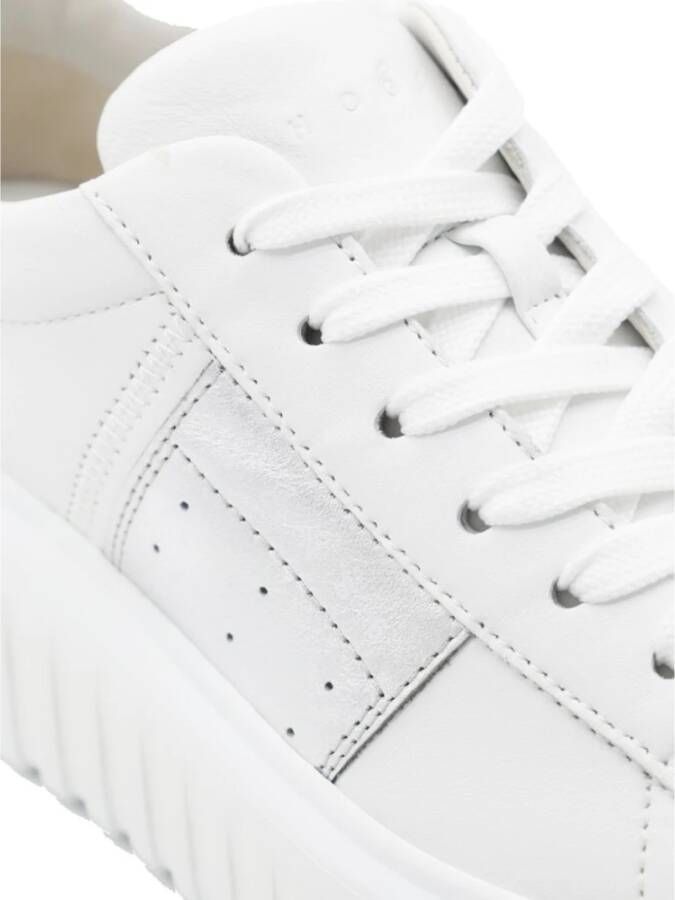 Hogan Witte Veterschoenen met Flatform Zool White Dames