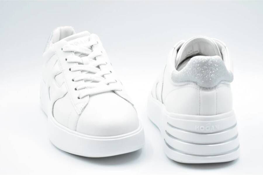 Hogan Zilver Witte Veterschoenen Elegante Stijl White Dames