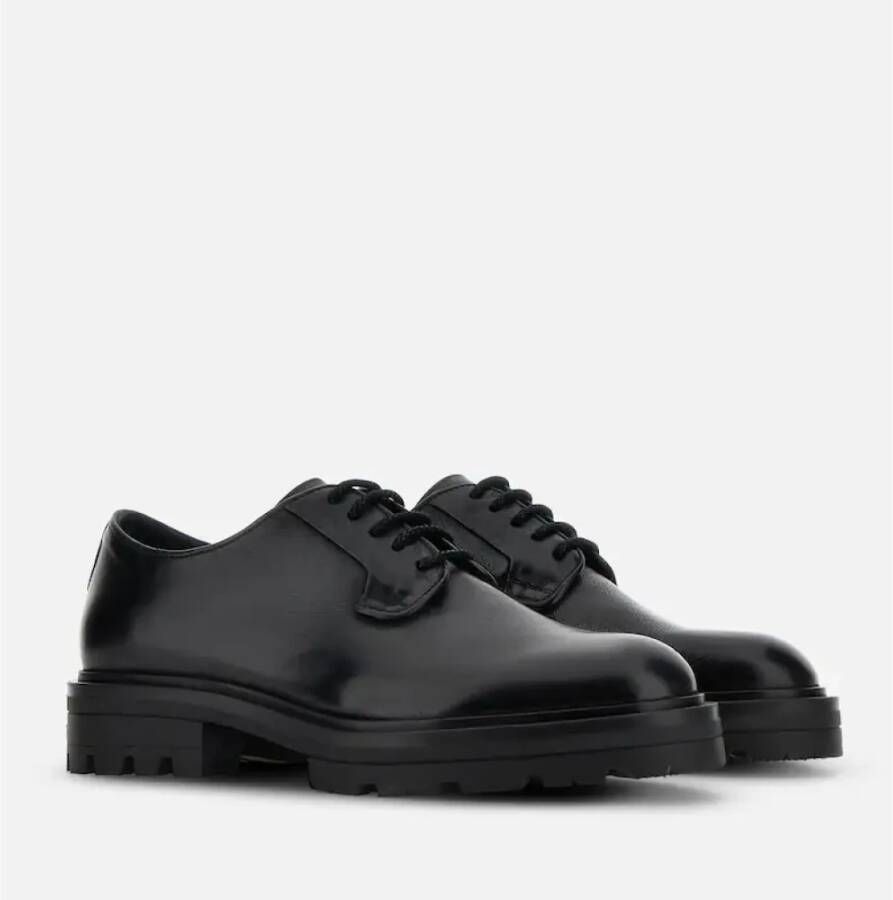 Hogan Zwarte Derby Platte Schoenen Black Heren