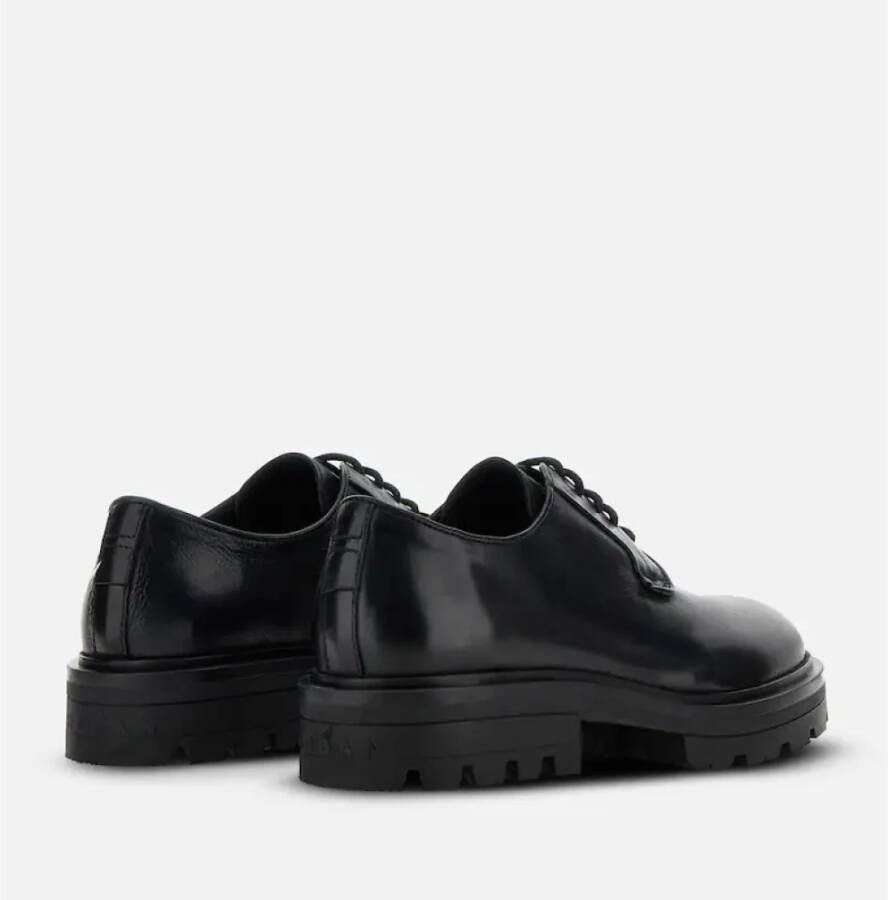 Hogan Zwarte Derby Platte Schoenen Black Heren