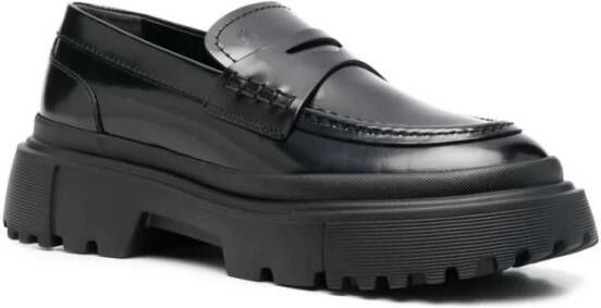 Hogan Zwarte Elegante Gesloten Loafers Black Dames