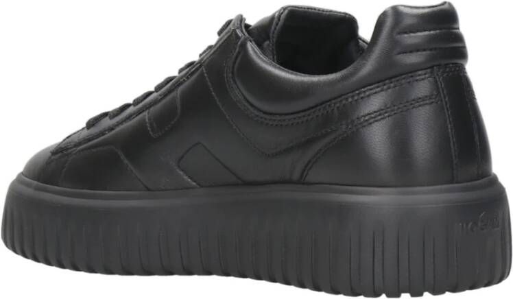 Hogan Zwarte H-Stripes Leren Sneakers Black Heren