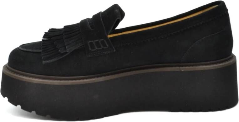 Hogan Zwarte Instap Mocassins met Rubberen Zool Black Dames