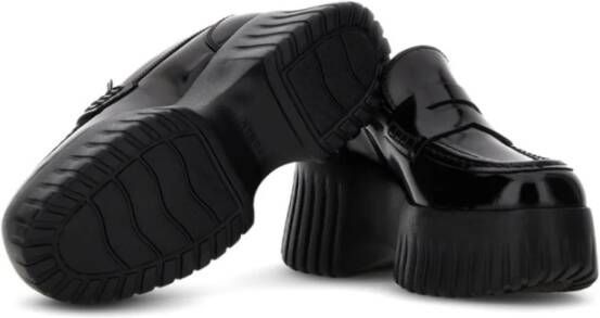 Hogan Zwarte Lakleren Instap Schoenen Black Dames