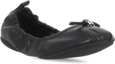 Hogan Zwarte Leren Balletschoenen met Strik Black Dames