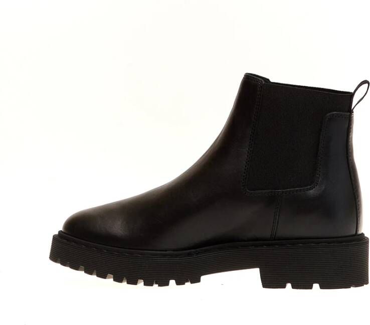 Hogan Zwarte Leren Enkellaarzen Aw23 Black Dames