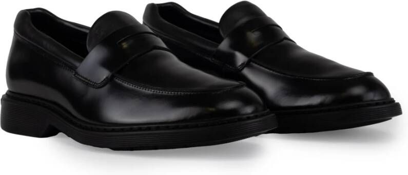 Hogan Zwarte leren instap mocassin schoenen Black Heren