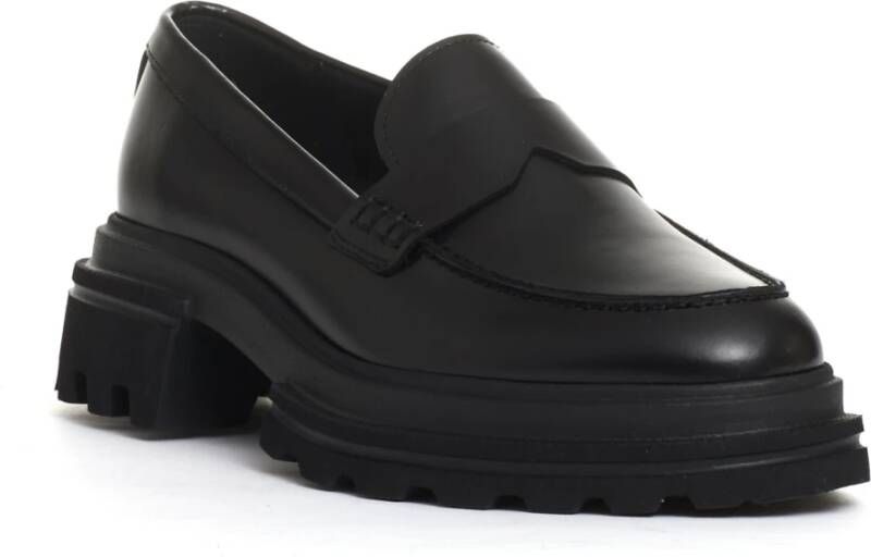 Hogan Zwarte Leren Loafer Schoen Black Dames