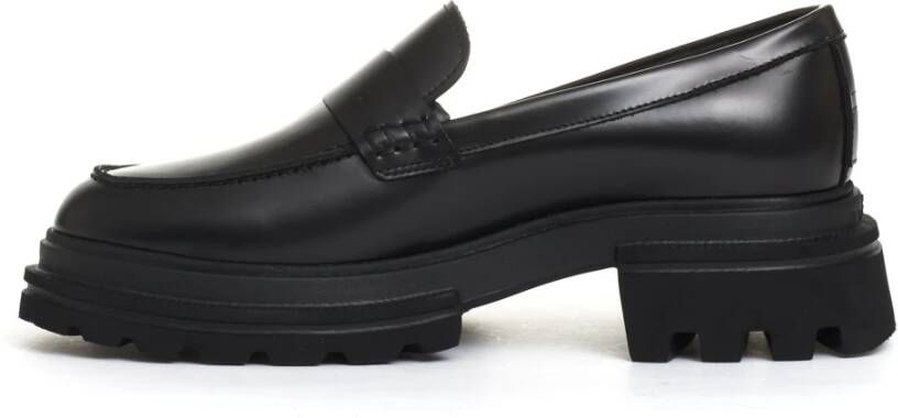 Hogan Zwarte Leren Loafer Schoen Black Dames