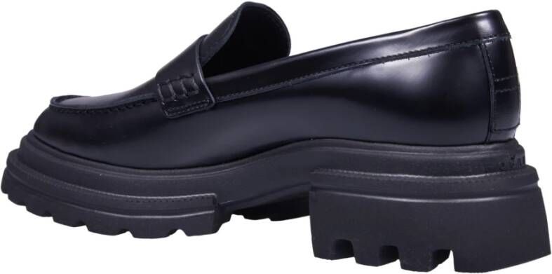 Hogan Zwarte Leren Loafer Schoenen Black Dames