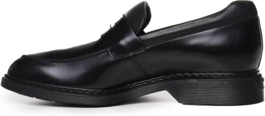 Hogan Zwarte leren loafers met reliëf monogram Black Heren