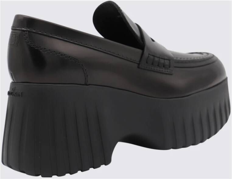 Hogan Zwarte Leren Loafers Oversized Zool Black Dames