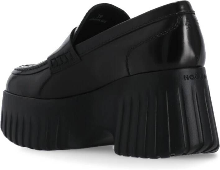 Hogan Zwarte Leren Loafers Ronde Neus Black Dames