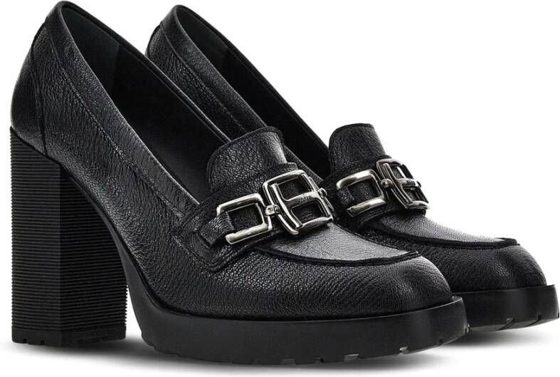 Hogan Zwarte Leren Mocassin Schoenen Black Dames