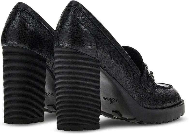 Hogan Zwarte Leren Mocassin Schoenen Black Dames