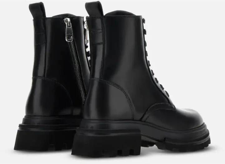 Hogan Zwarte Leren Ritslaarzen met 5 cm Hoogte Black Dames