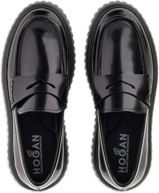 Hogan Zwarte Leren Slip-On Sneakers Black Heren