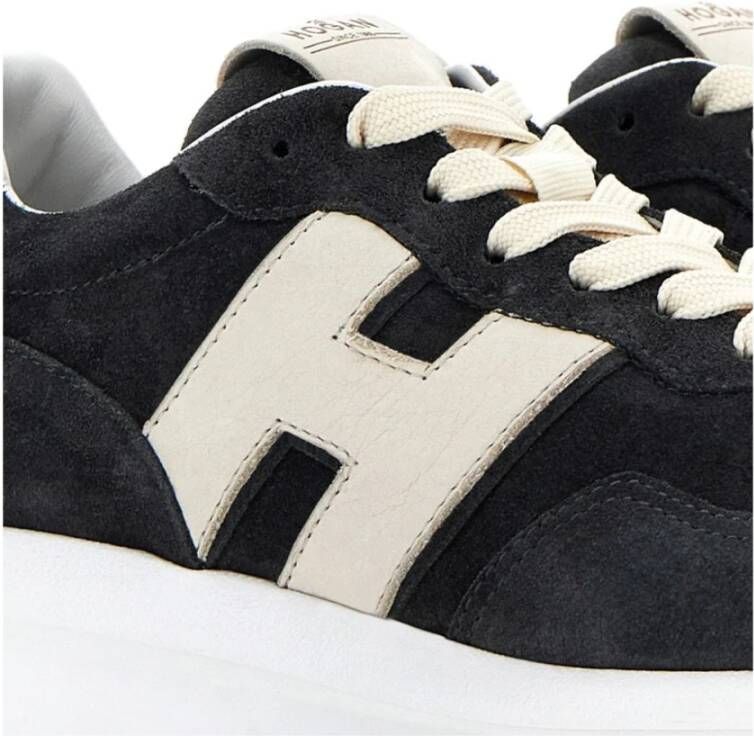 Hogan Zwarte Leren Sneakers Blue Dames