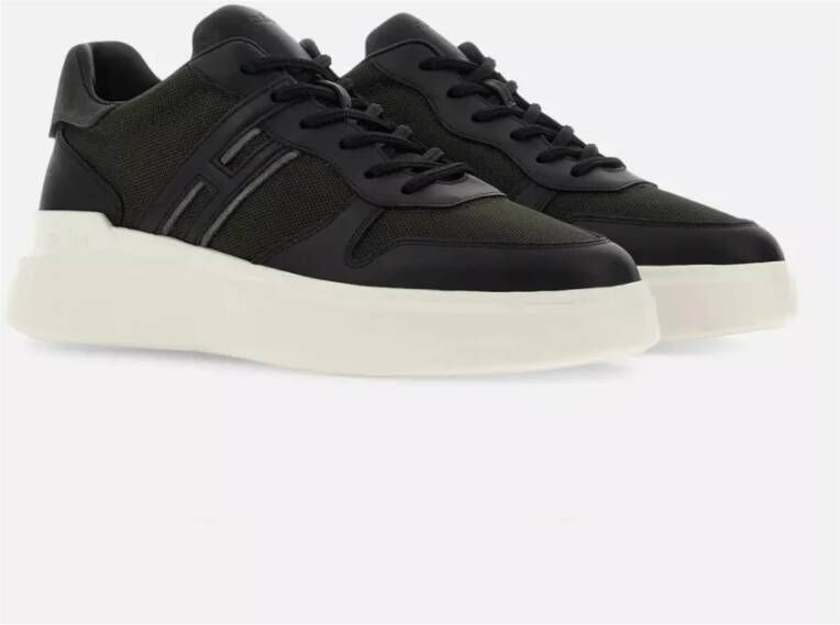 Hogan Zwarte Leren Sneakers H580 Stijl Black Heren