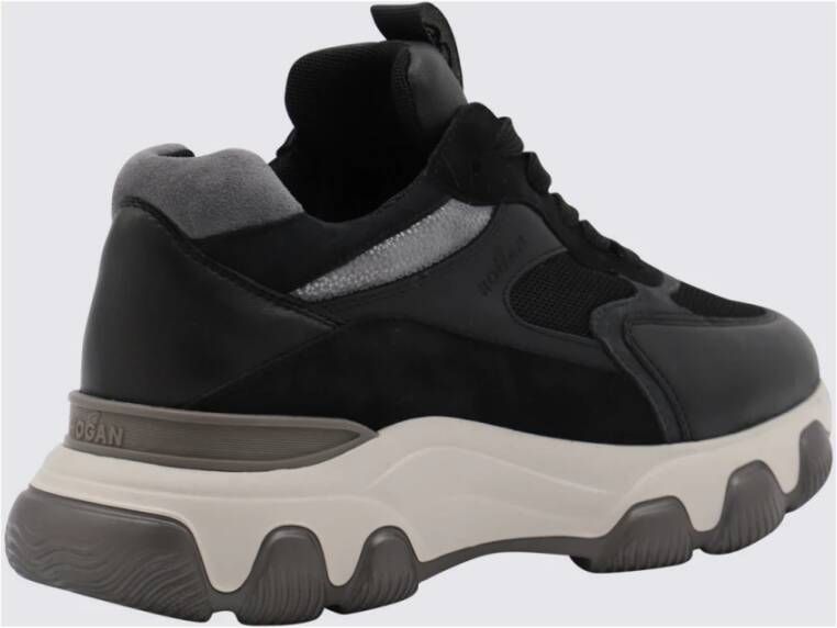 Hogan Zwarte Leren Sneakers Kleurblok Ontwerp Black Dames