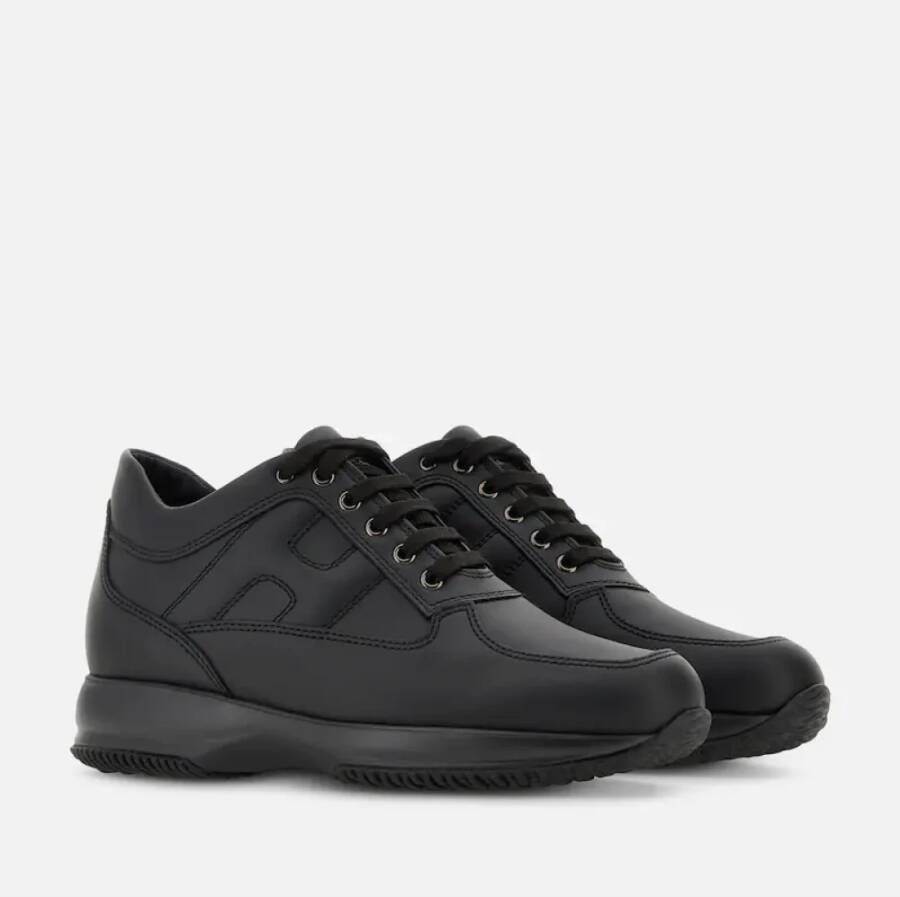 Hogan Zwarte Leren Sneakers met Gewatteerd Detail Black Heren