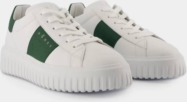 Hogan Zwarte Leren Sneakers met H Strepen White Heren