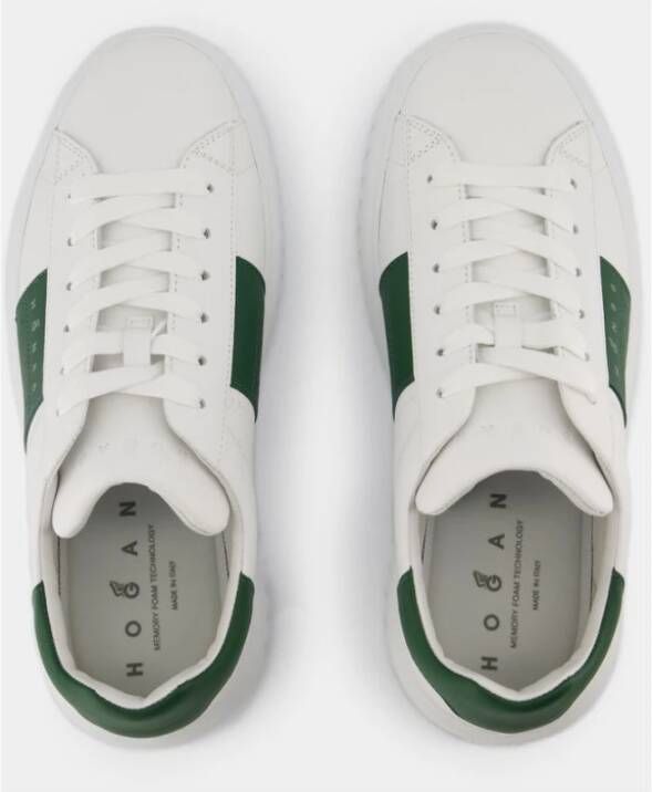 Hogan Zwarte Leren Sneakers met H Strepen White Heren