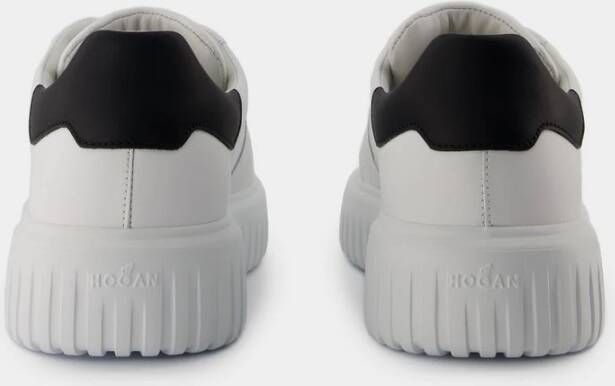 Hogan Zwarte Leren Sneakers met H Strepen White Heren